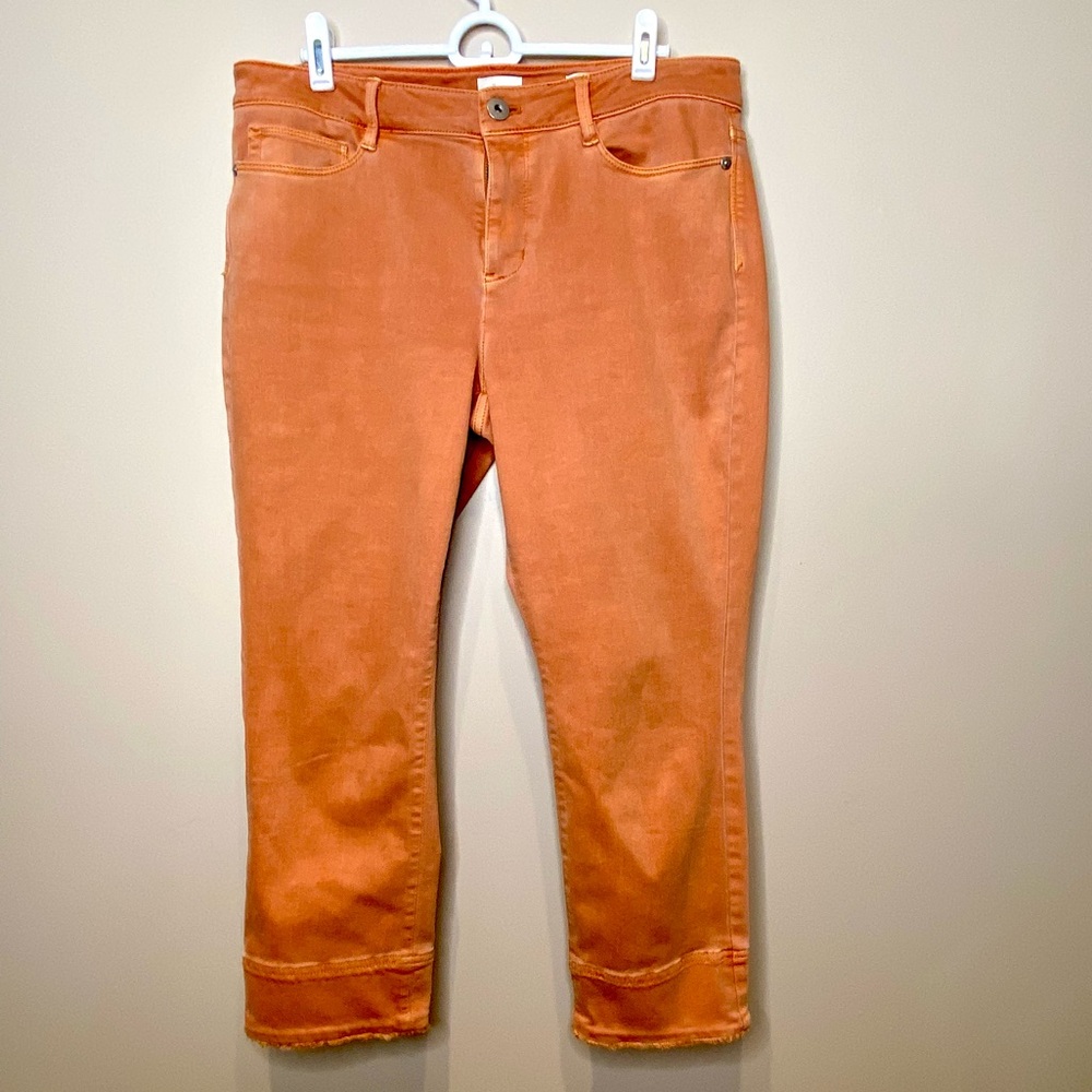 J. Jill Denim Authentic Fit Cropped Women's Jeans, Size 10, Orange